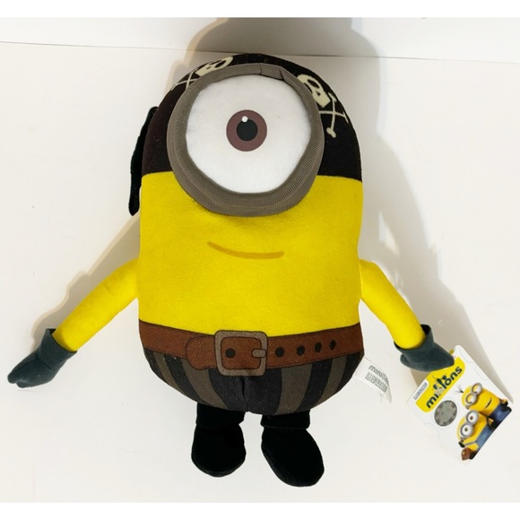 2 Minions Movie Despicable Me Plush Characters One Eye Pirate & Evil Minion NEW - Picture 4 of 6